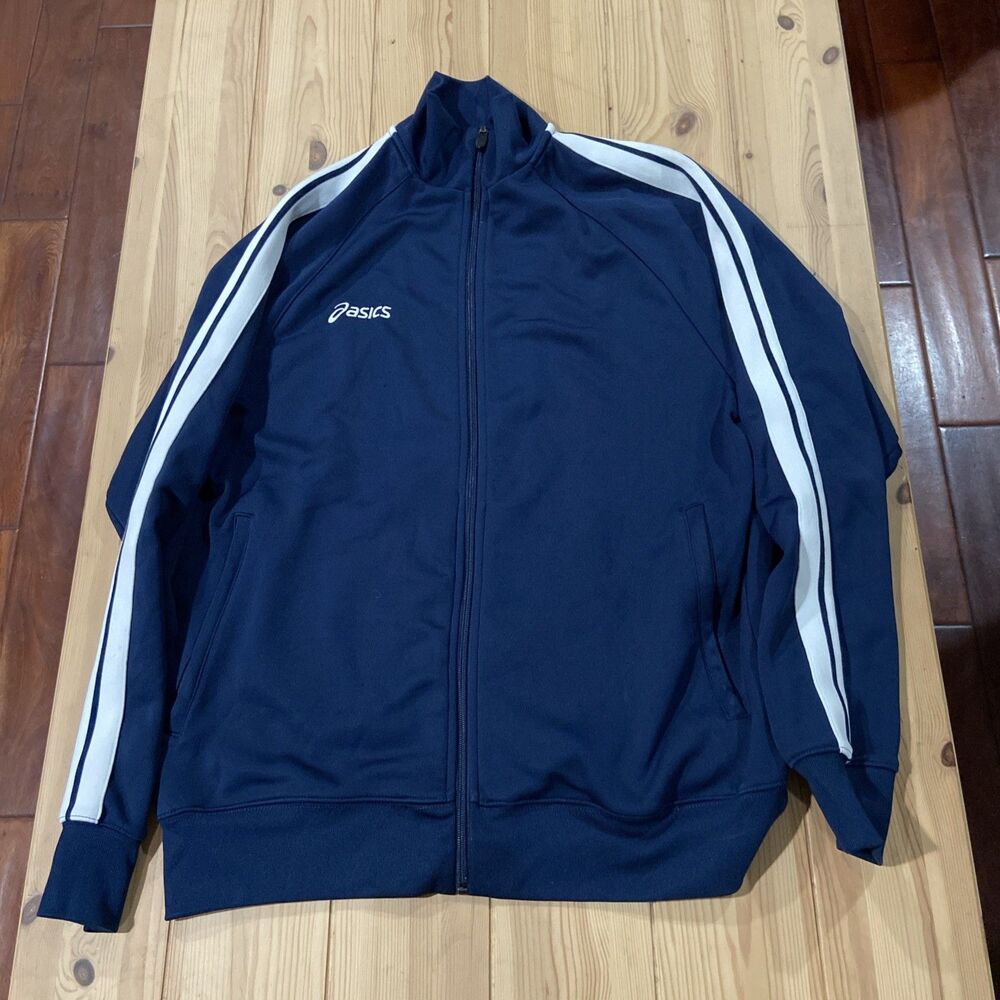 Asics Jacket Men M Blue Performance Track Embroidered John Bosco
